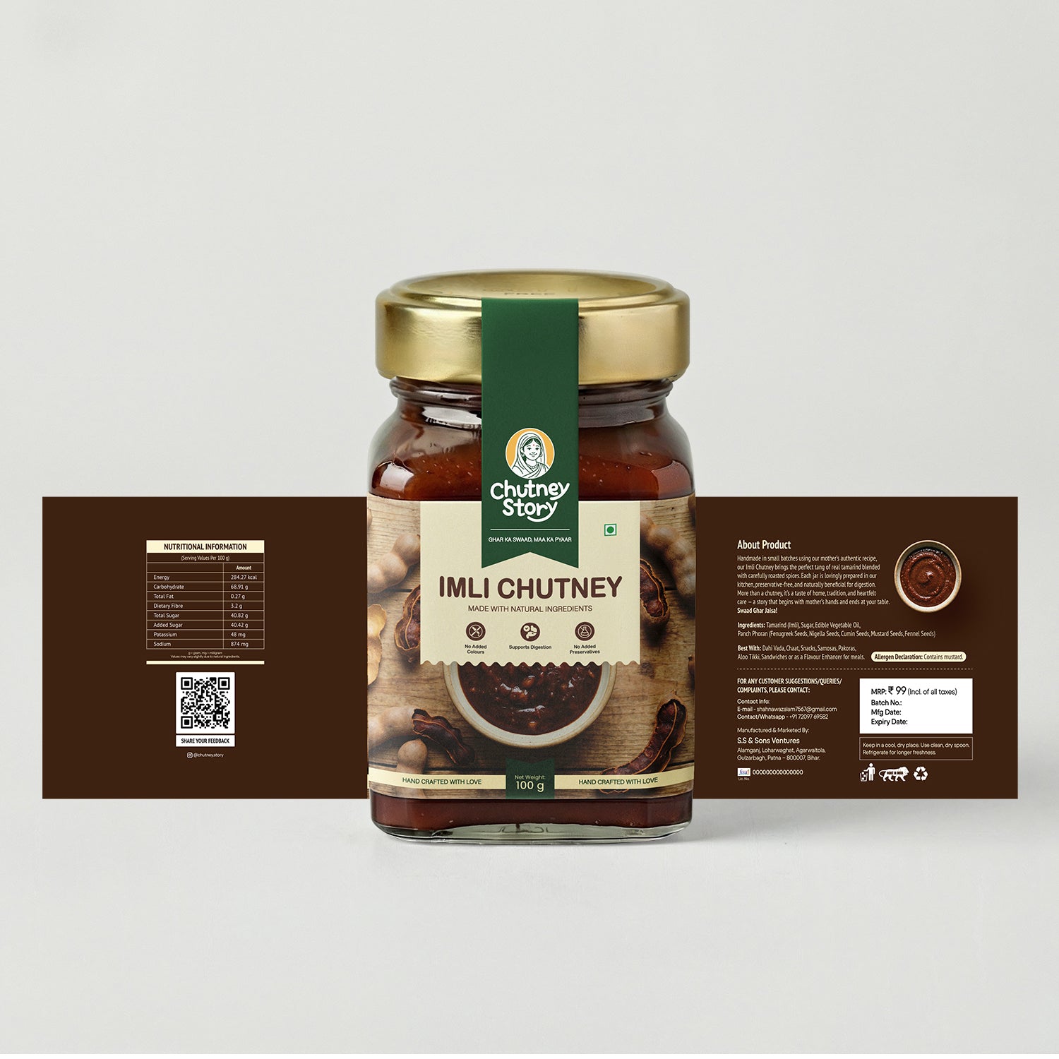 Maa Ka Pyaar – Imli Chutney , Glass Jar (100g)